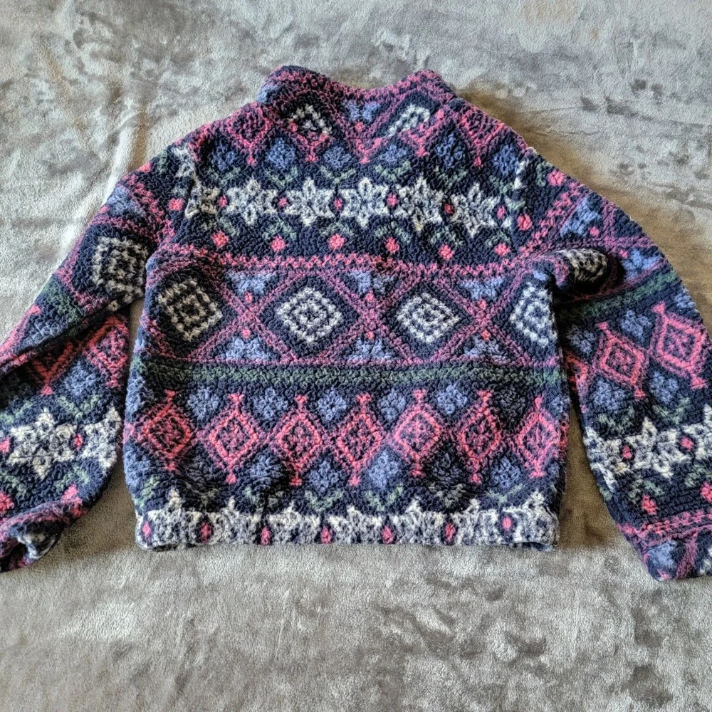 OshKosh B'gosh Fleece Pullover Quarter-zip Kids 6/6x Blue Pink Excellent 720